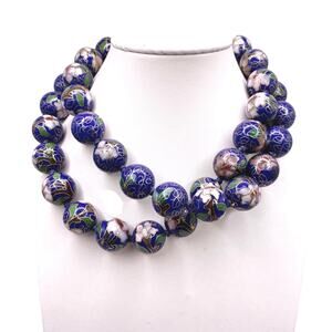 Vintage Chinese Cloisonné 8cm Beads Necklace 24”